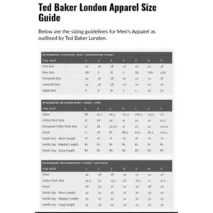 Ted Baker London Sizes